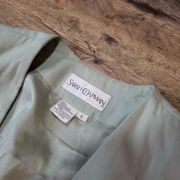 Vintage Sage Green 2-Piece Sarah Chapman Blazer & Maxi Skirt Set Size 8 - Picture 6 of 9